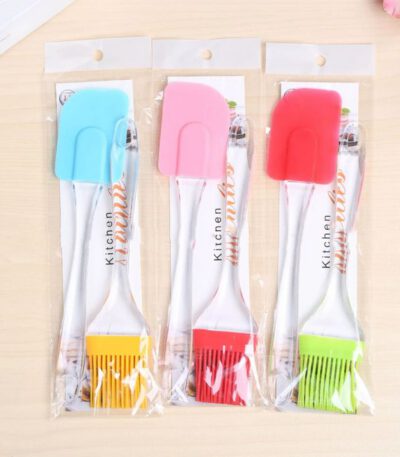 Ensemble ustensiles de pinceau et spatule en silicone Rouge