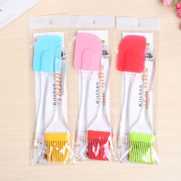 Ensemble ustensiles de pinceau et spatule en silicone Rouge