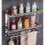 Étagère à serviettes murale sans poinçon de salle de bain, organisateur