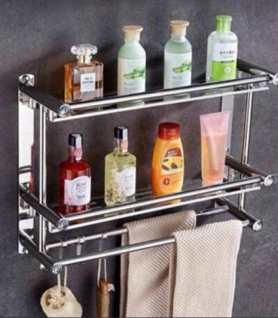Étagère à serviettes murale sans poinçon de salle de bain, organisateur
