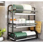 Etagère de Rangement 3 niveaux égouttoir - Noir