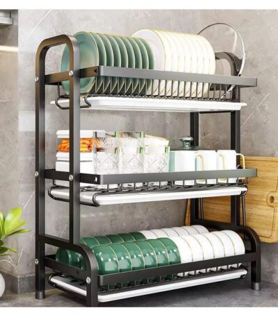Etagère de Rangement 3 niveaux égouttoir - Noir