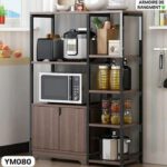 Étagère de rangement cuisine- meuble à micro onde - 2 Portes - 90cmx111cm