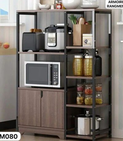 Étagère de rangement cuisine- meuble à micro onde - 2 Portes - 90cmx111cm