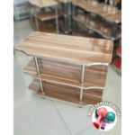 Étagère TV 3 niveaux en bois et métal