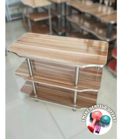 Étagère TV 3 niveaux en bois et métal