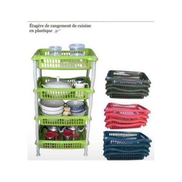 Étagères de Rangement Cuisine en Plastique 4 Niveaux
