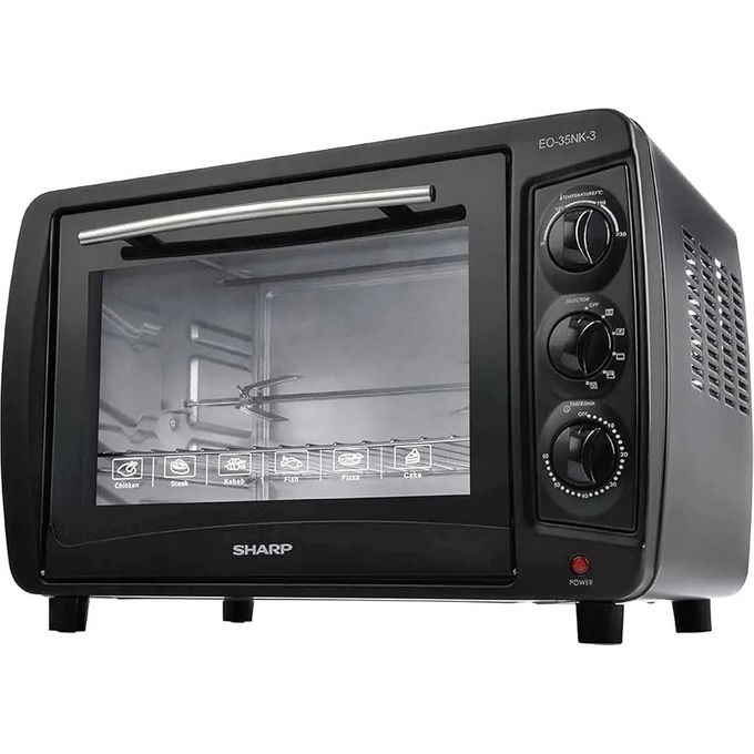 Four électrique EO-35NK-3 - 35L, 1500W, Double Vitrage, Rôtissoire & Convection – Noir
