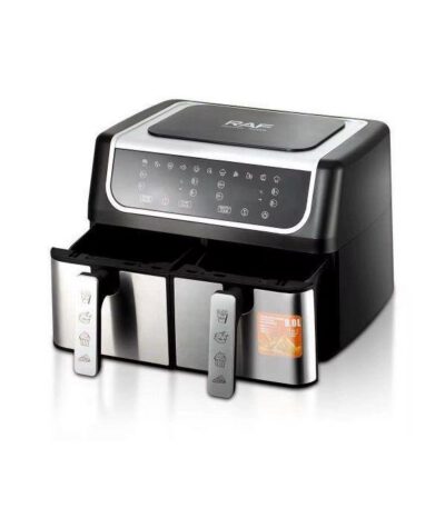 Friteuse à air friteuse sans huile air fryer double compartiment 8 L - 2500 W - 8 programmes, écran LED, température réglable, minuterie