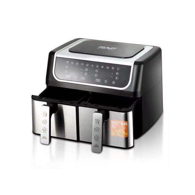 Friteuse à air friteuse sans huile air fryer double compartiment 8 L - 2500 W - 8 programmes, écran LED, température réglable, minuterie