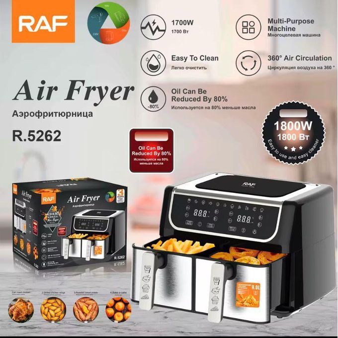 Friteuse à air friteuse sans huile air fryer double compartiment