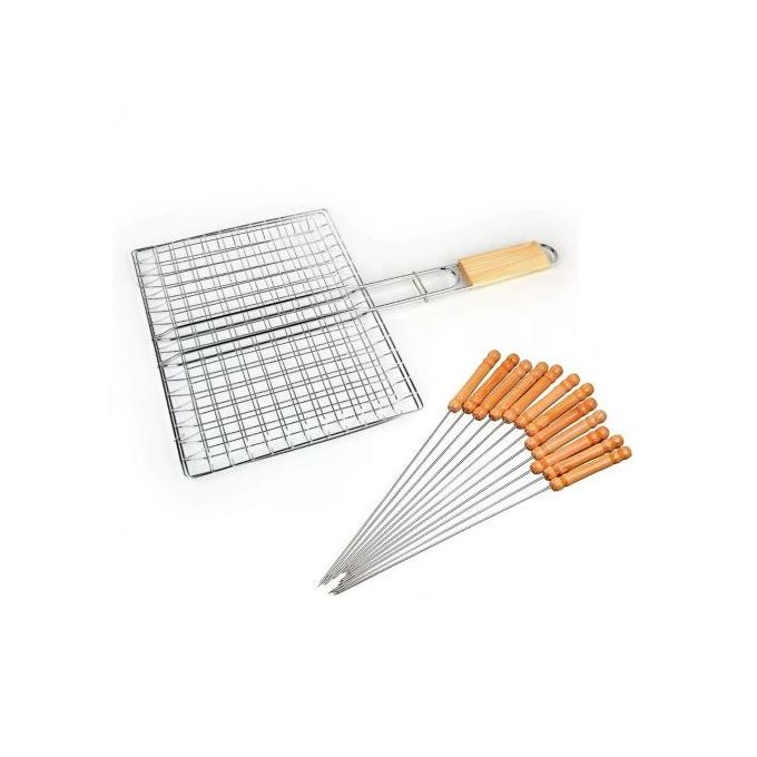 Grillage et 12 piques brochettes Transportable
