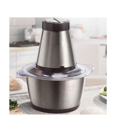 Hachoir à Viande Electrique - Inox - 3 Litres - Trancheuse à Tranches D'Oignons - Gris