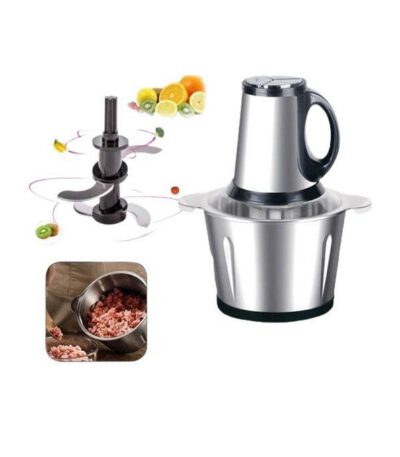 Hachoir à Viande Electrique - Inox - 3 Litres - Trancheuse à Tranches D'Oignons - Gris
