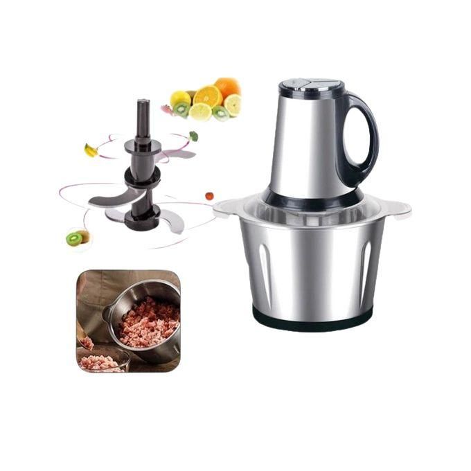 Hachoir à Viande Electrique - Inox - 3 Litres - Trancheuse à Tranches D'Oignons - Gris