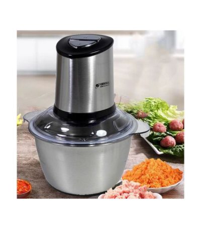 Hachoir à Viande Electrique - Inox - 3 Litres - Trancheuse à Tranches D'Oignons - Gris