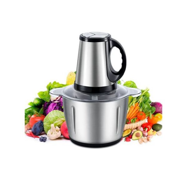 Kitchen Hachoir à Viande et Legumes Electrique Inox 2 Litres - Trancheuse à Tranches D'Oignons