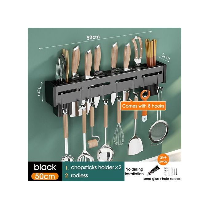 Kitchen Wall Mounted Storage Shelf, Stainless Steel Chopsticks Spoon Drain Rack