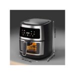 Large Capacity 8L Temperature Controlled Grill, Low Fat, Visible Electric Air Fryer - Black