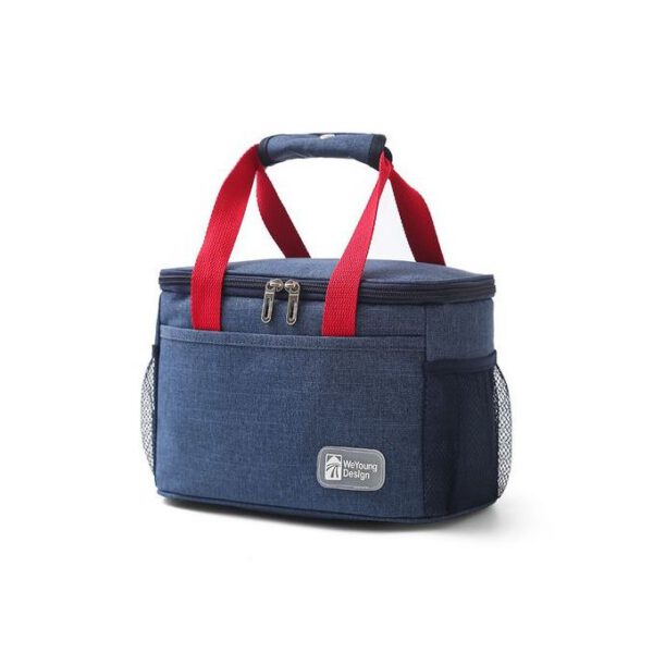 Large Portable Aluminum Foil Insulated Lunch Box - Navy Blue