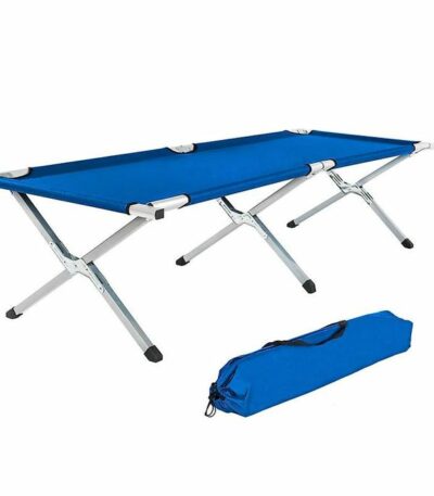 Lit Camping Pliable Bleu.
