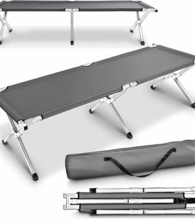 Lit Camping Pliable Gris.