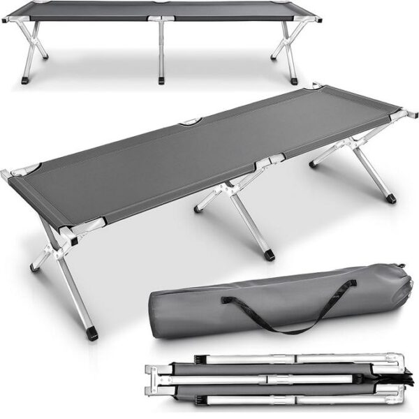 Lit Camping Pliable Gris.