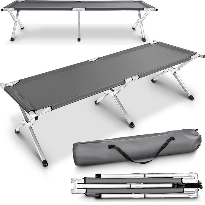 Lit Camping Pliable Gris.