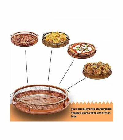 Lot 2 paniers de cuisson multi-usages acier inoxydable pour four antiadhésive