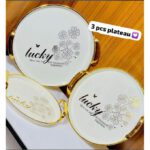 Lot de 3 plateaux de service en mélamine rond