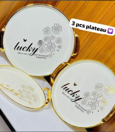 Lot de 3 plateaux de service en mélamine rond