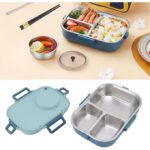 Lunch Box, Antifouling Thermique Bento Box 2 Compartiments 1100 ml pour l'école pour le bureau(Vert)