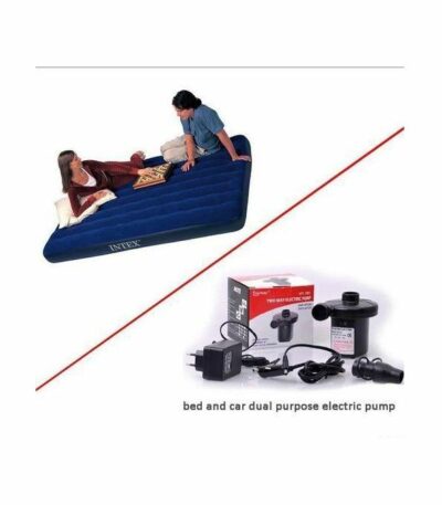 Matelas Gonflable 2 Places + 2 coussins + gonfleur électrique 1.52x2.03x25cm