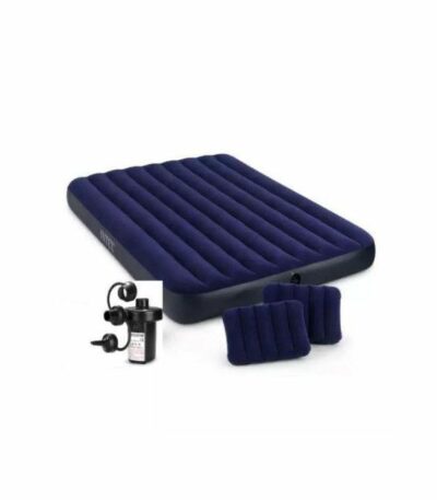Matelas Gonflable 2 Places + 2 coussins + gonfleur électrique 1.52x2.03x25cm