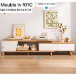 Meuble TV, centre de divertissement blanc avec 3 tiroirs, console TV pour salon et chambre à coucher stylé