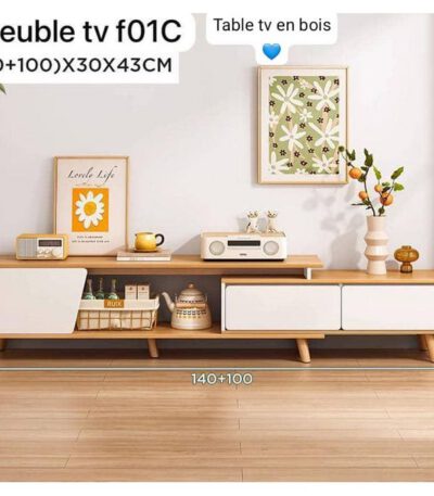 Meuble TV, centre de divertissement blanc avec 3 tiroirs, console TV pour salon et chambre à coucher stylé