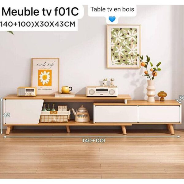 Meuble TV, centre de divertissement blanc avec 3 tiroirs, console TV pour salon et chambre à coucher stylé