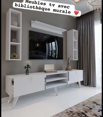 MEUBLE TV MYNITURE FESTIVAL S3007-2 NOYER STYLE BLANC