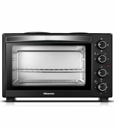 Mini Four Électrique Multifonction avec Plaque Chauffante - 28 Litres, 2600W - Noir - Compact et Puissant pour Cuisine Moderne