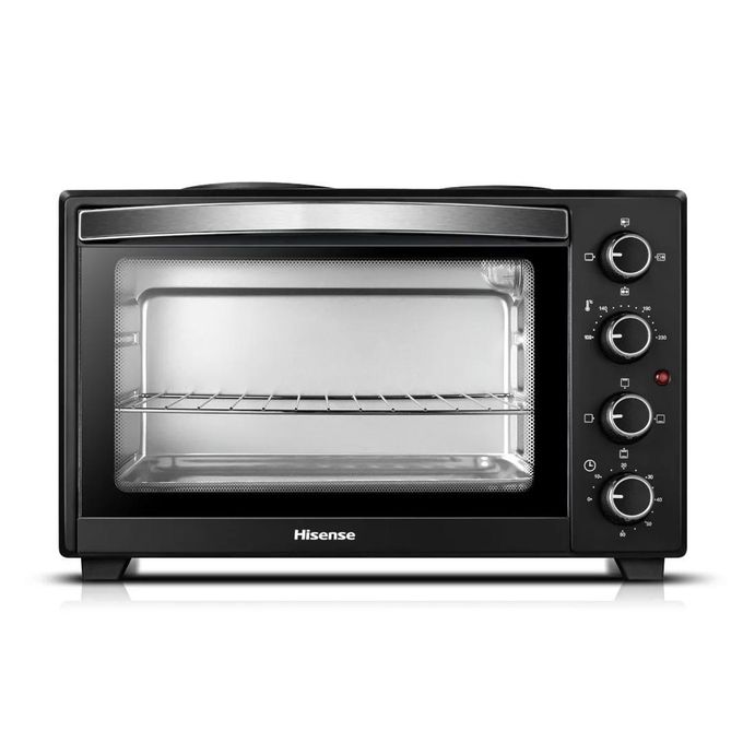 Mini Four Électrique Multifonction avec Plaque Chauffante - 28 Litres, 2600W - Noir - Compact et Puissant pour Cuisine Moderne