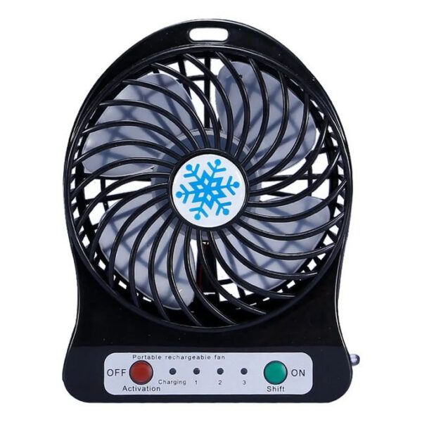 Mini Ventilateur Rechargeable USB avec câble et batterie-noir