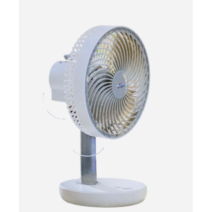 Mini Ventilateur Silencieux / Rechargeable - 3 vitesse avec rotation et ampoule