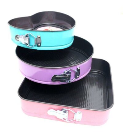 Moule a Gateau 3 Pieces - Ensemble 4 Pouce 7 Pouce 9 Pouce Anti-Adhesif Etanche Moule a Gateau Rond avec Moule a Gateau Base