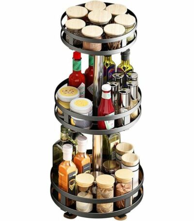 Organisateur de placard Support de rangement rotatif Supports d'assaisonnement de cuisine Tri de stockage de bouteilles d'assaisonnement Support de rangement amovible...