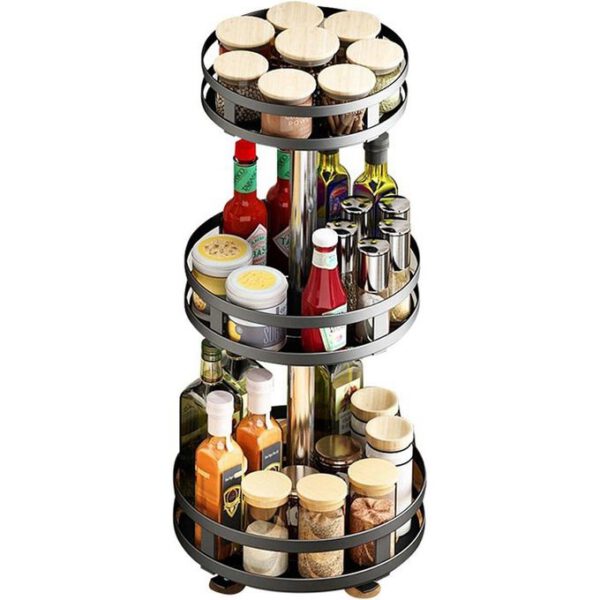 Organisateur de placard Support de rangement rotatif Supports d'assaisonnement de cuisine Tri de stockage de bouteilles d'assaisonnement Support de rangement amovible...