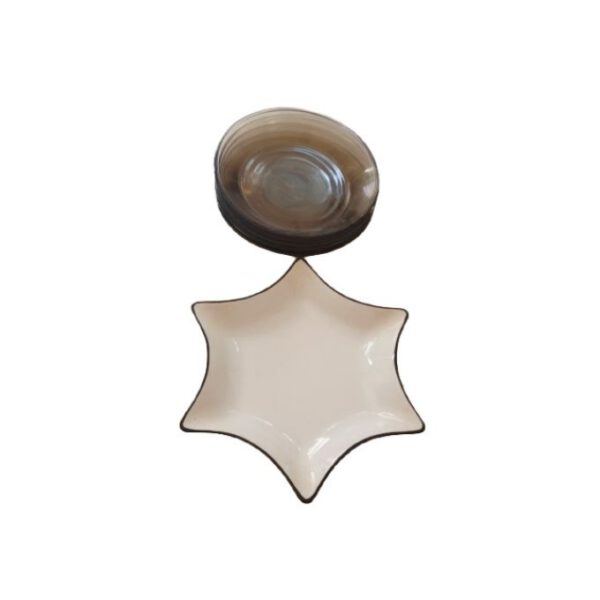 Pack de 6 plats de service cinq en verre une en porcelaine