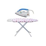 Pack : Fer à Repasser Electrique - 1200 W - Bleu Blanc + Table à Repasser Multicolore 110 cm