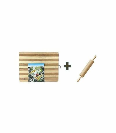 Planche À Découper en Bois - Bambou + 1 Rouleau De Cuisine - Marron