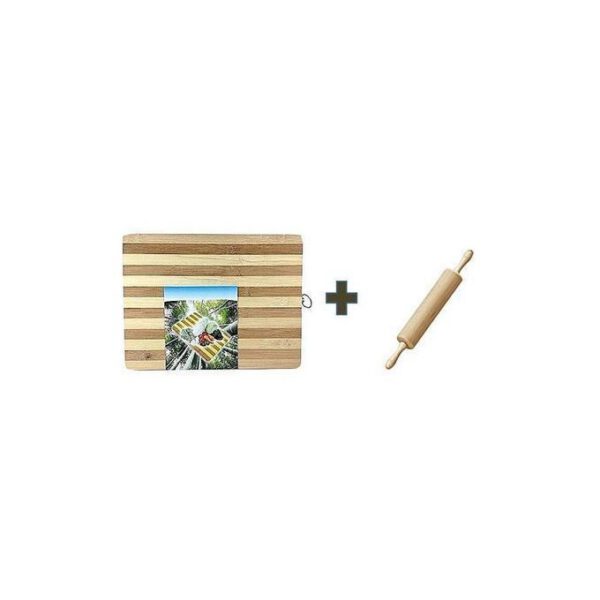 Planche À Découper en Bois - Bambou + 1 Rouleau De Cuisine - Marron