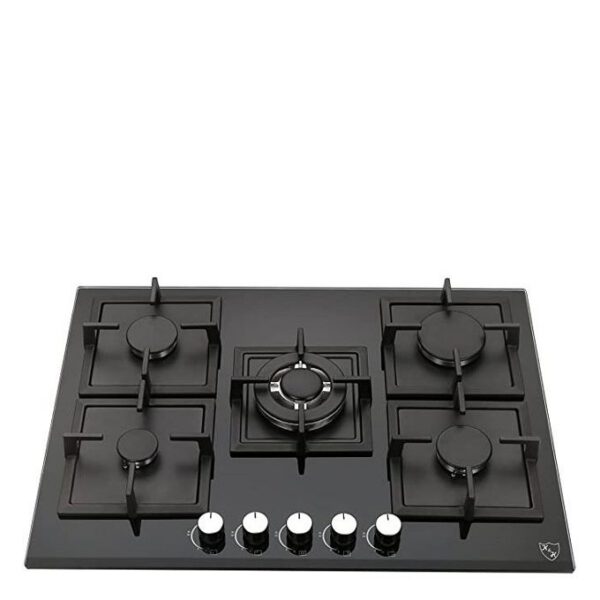 Plaque De Cuisson à Gaz Encastrable Miroir - 5 Feux - 70cm - Garantie 12 Mois